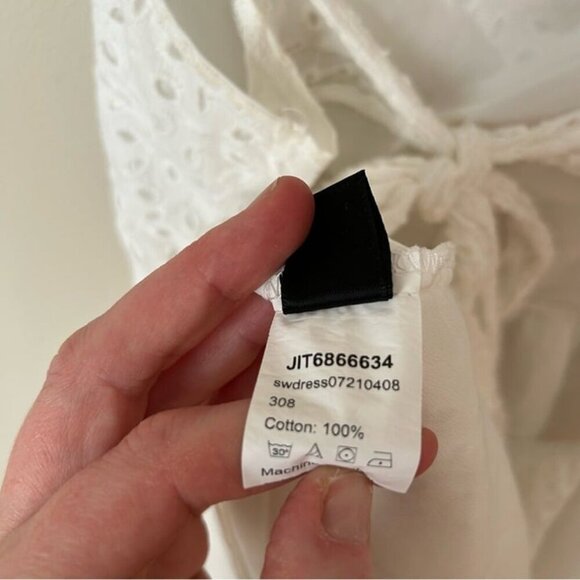 SHEIN Tied Backless Schiffy Cami Elegant White Eyelet Mini Dress Women’s Medium - Picture 7 of 8